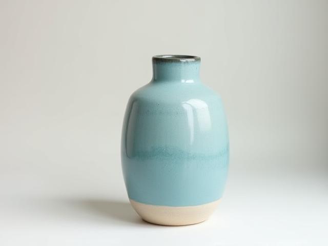 Handmade Ceramic Vase - coastal blue glaze