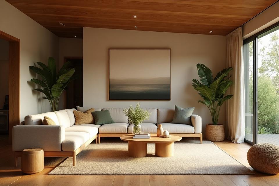 Riverside Retreat living room with sustainable timber furniture and natural decor